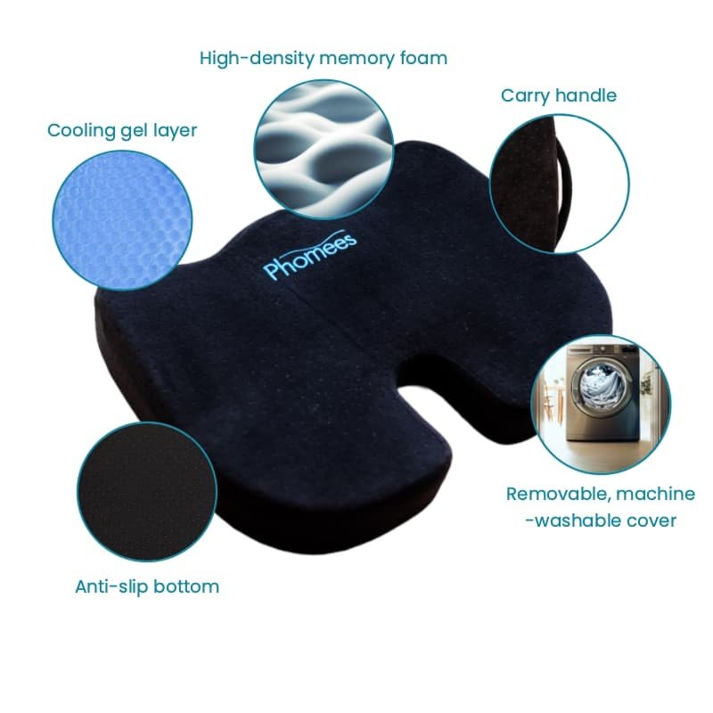 Memory Foam Seat Cushion with Cooling Gel